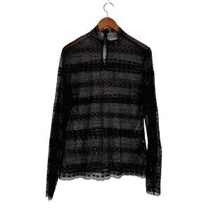 Dorothee Schumacher Sleek Sophistication Black Pointelle Turtleneck Top Size 6